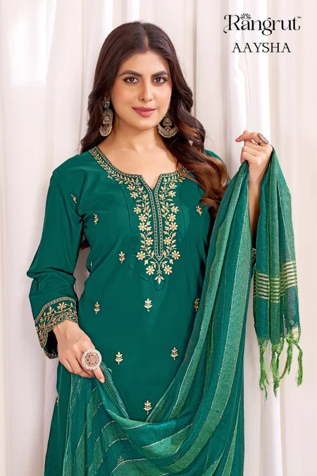 Aaysha By Banwery Malai Crape Embroidery Work Kurti With Bottom